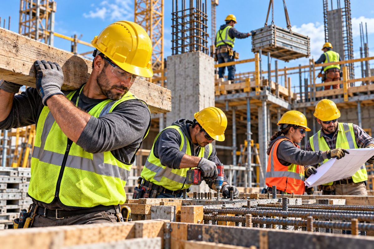Mũ bảo hộ màu vàng thường dành cho công nhân trực tiếp thi công tại công trường