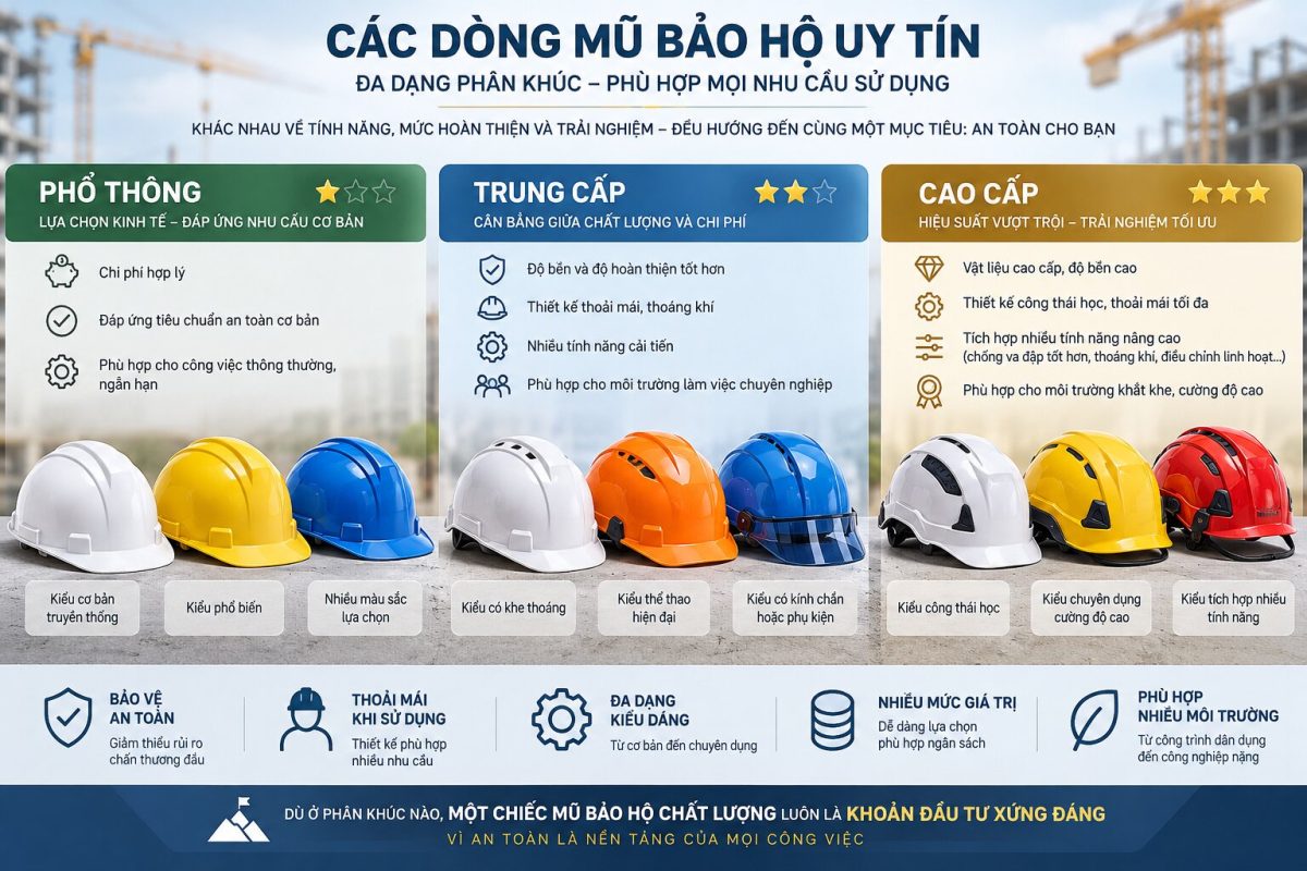 Các thương hiệu mũ bảo hộ uy tín đa dạng từ phân khúc phổ thông đến cao cấp