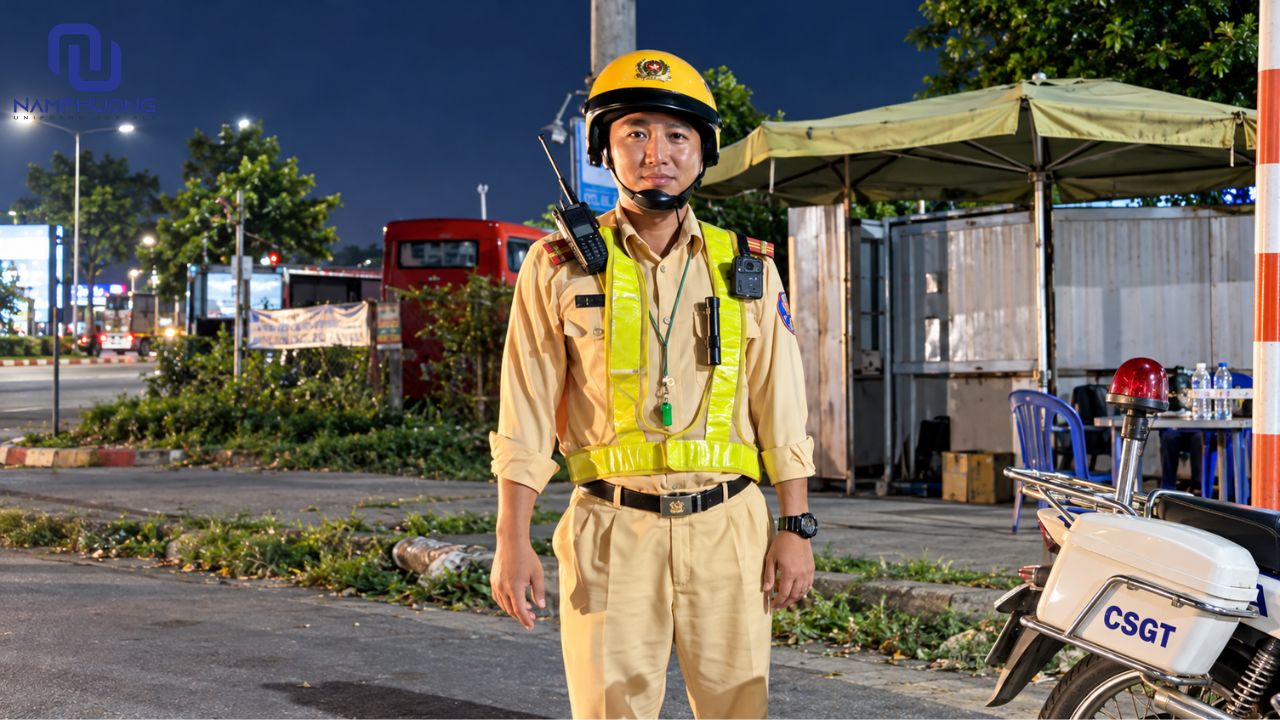 Áo phản quang cảnh sát giao thông chữ A có thiết kế gọn nhẹ dễ dàng khoác ngoài áo thun