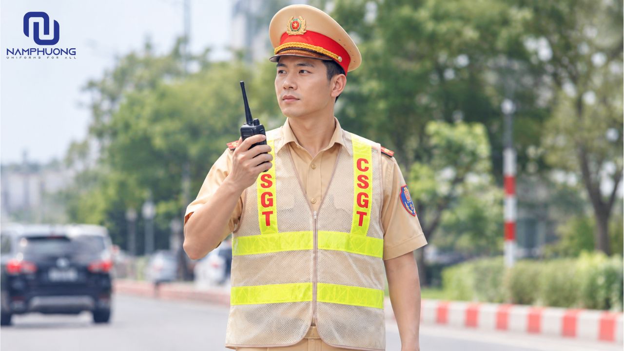 Áo phản quang cảnh sát giao thông vàng chanh phù hợp với nhân viên điều tiết giao thông