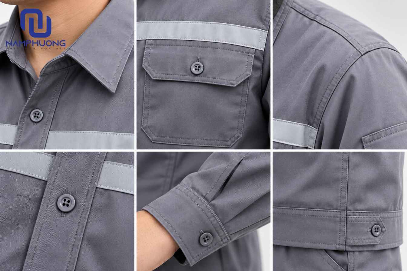 Áo sơ mi công nhân cần có đường may chắc chắn