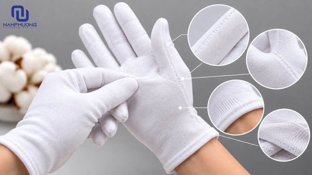 Cần chú ý đến chất lượng đường may của găng tay vải cotton