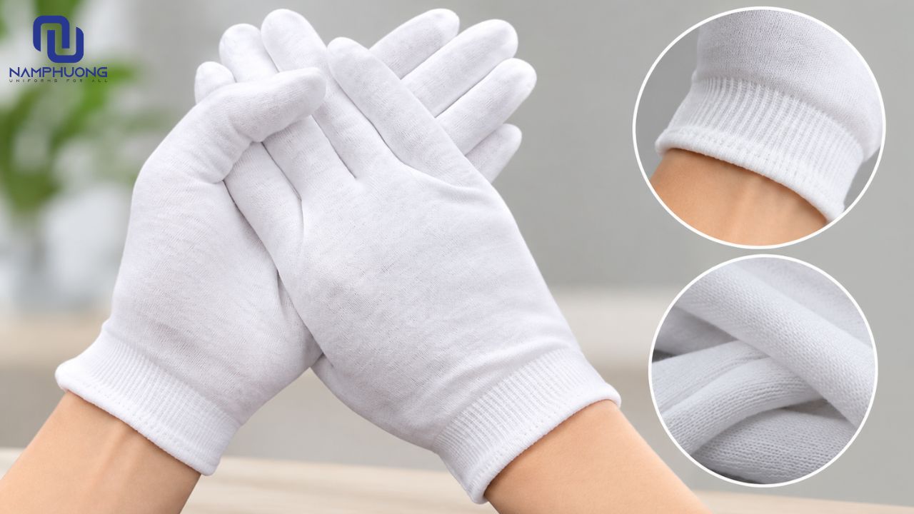 Găng tay vải cotton cổ bo thun có thiết kế ôm sát cổ tay