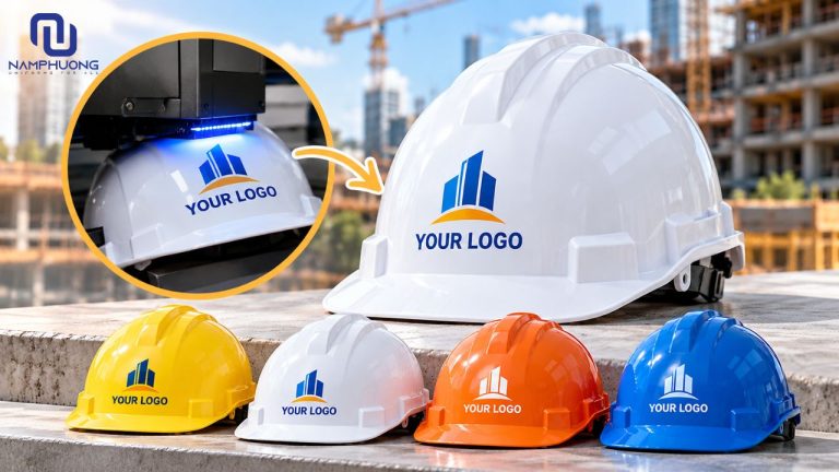 In logo lên mũ bảo hộ giúp doanh nghiệp tăng nhận diện thương hiệu