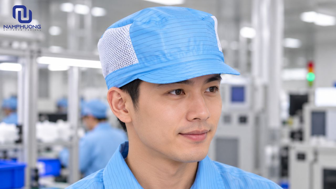 Mũ phòng sạch ESD phù hợp với công nhân sản xuất linh kiện điện tử