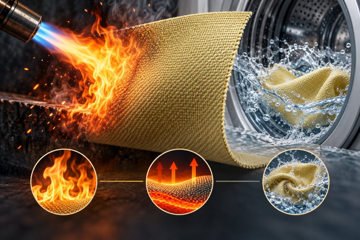 Sợi Aramid nổi bật với khả năng chống cháy, chịu nhiệt và duy trì độ bền sau nhiều lần giặt